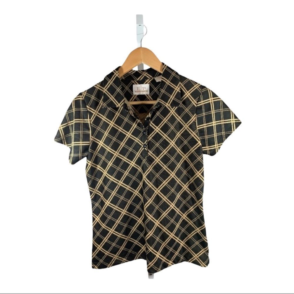EP PRO Women’s Tour Tech Women’s Golf/Athletic Polo Shirt Brown/Gold Size Small